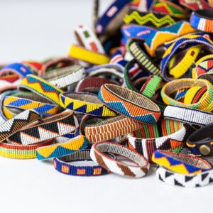 An assortment of kenyan beaded bracelets