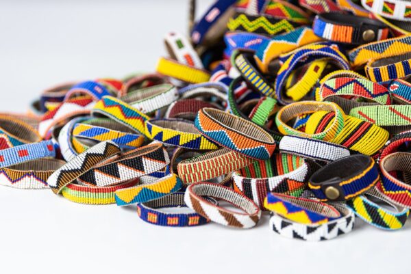 An assortment of kenyan beaded bracelets